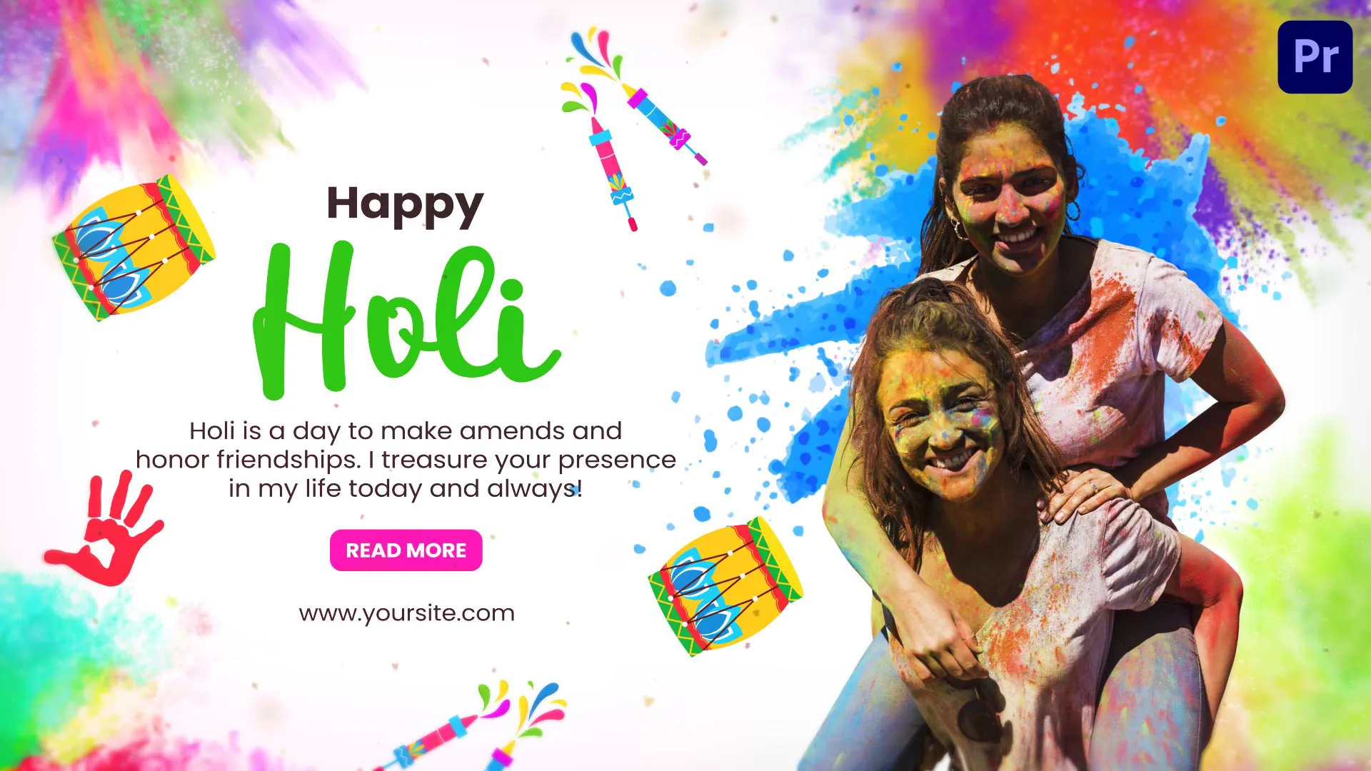 Colorful Holi Festival Wishes Slideshow